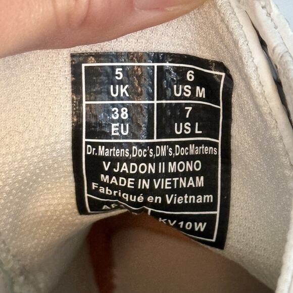 Dr. Martens V Jadon II Mono White Platform Boots Women’s Size 7 Vegan Zip - Picture 10 of 11